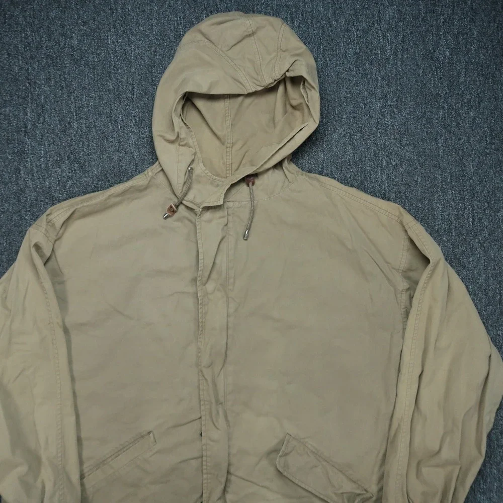 Banana Republic Jacket‎ Mens Large Brown Tan Safari Hooded Full Zip Travel VTG *